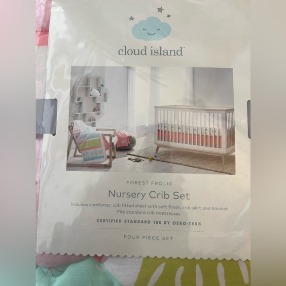 cloud island Bedding Crib Bedding 4 Piece Set Forest Frolic Pink
